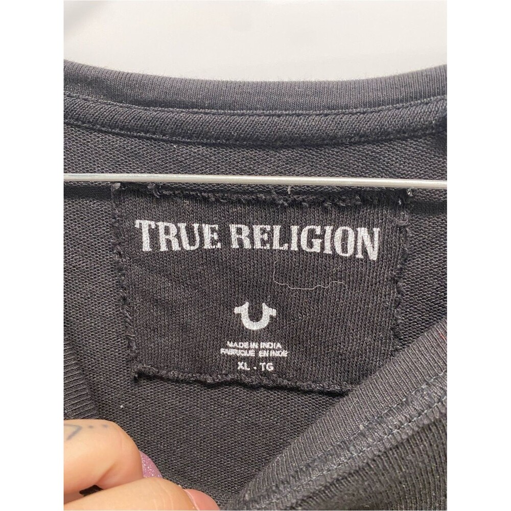 True Religion Black Long-Sleeve Tee with Gold and Red Graphic - Picture 3 of 4